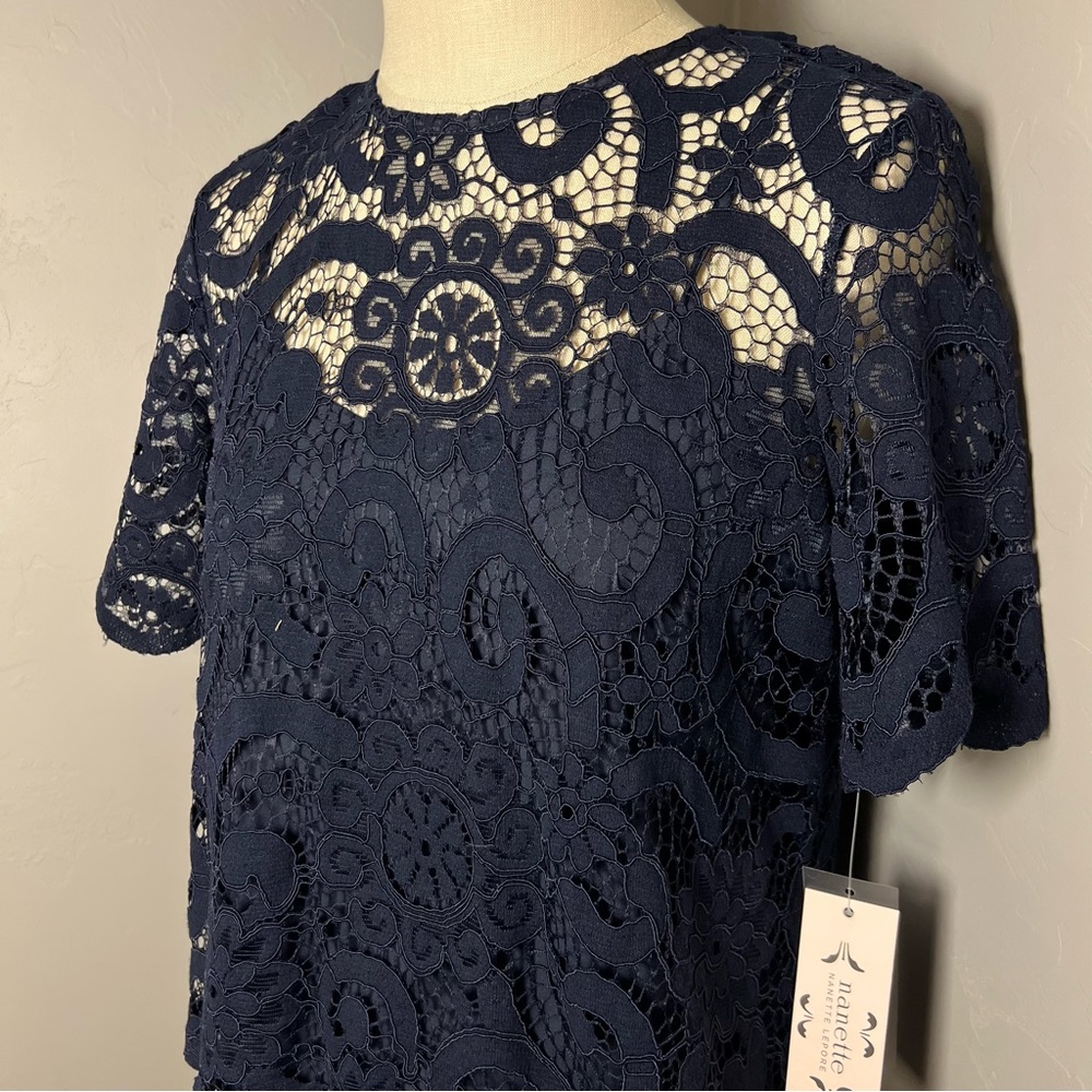 NWT Pretty Nanette Laporte  layered lace top Sz S